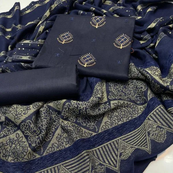 3 Pcs Women's Unstitched Embroidered Suit