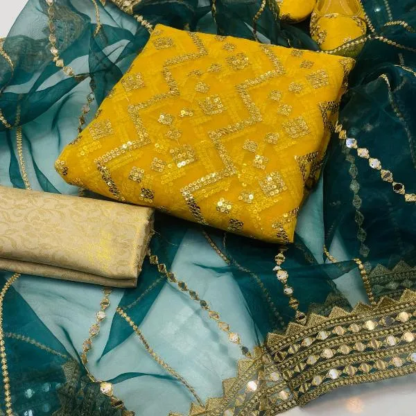 3 Pcs Women's Unstitched Embroidered Suit