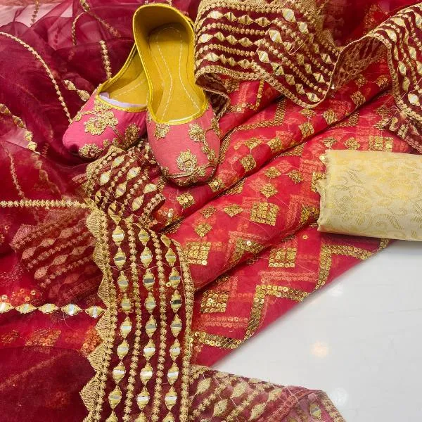 3 Pcs Women's Unstitched Embroidered Suit