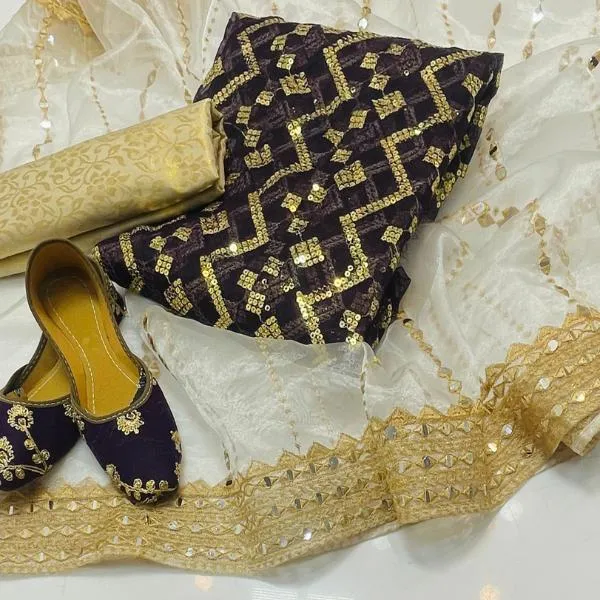 3 Pcs Women's Unstitched Embroidered Suit