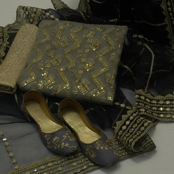 3 Pcs Women's Unstitched Embroidered Suit