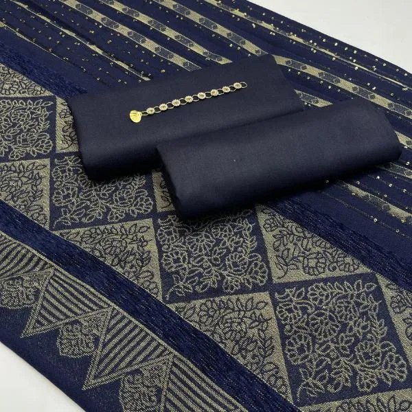 3 Pcs Women's Unstitched Plain Suit