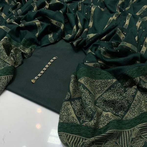 3 Pcs Women's Unstitched Plain Suit