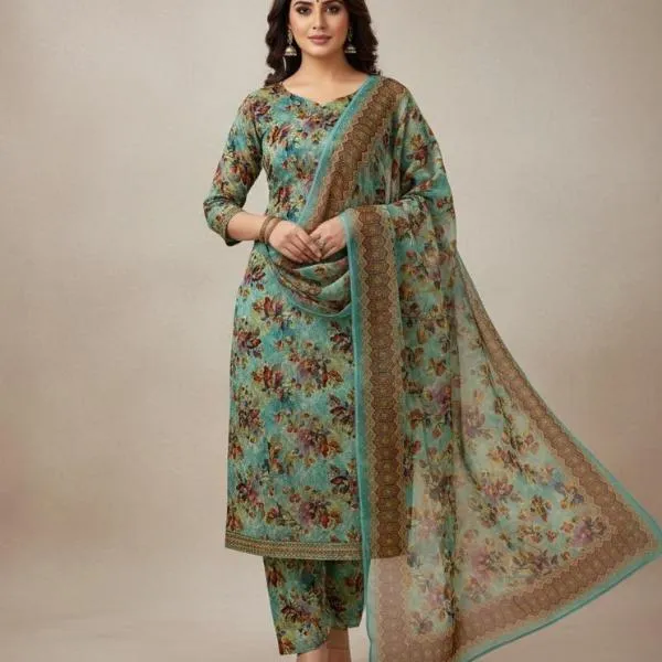 3 Pcs Women's Unstitched Digital Print Suit