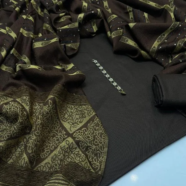 3 Pcs Women's Unstitched Plain Suit