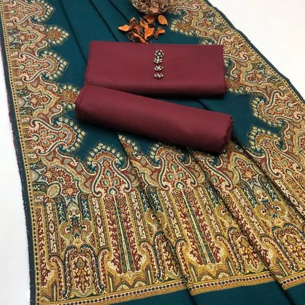 3 Pcs Women's Unstitched Plain Suit