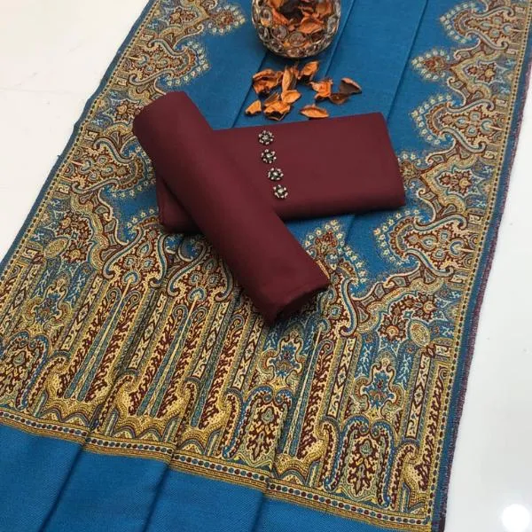 3 Pcs Women's Unstitched Plain Suit