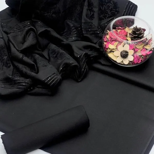 3 Pcs Women's Unstitched Plain Suit