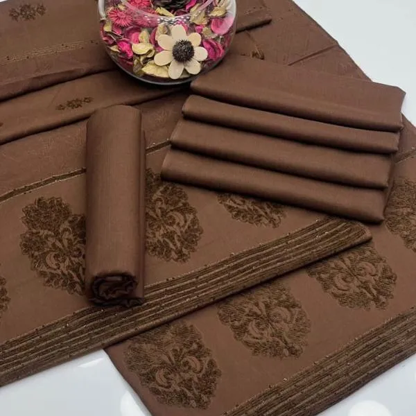 3 Pcs Women's Unstitched Plain Suit