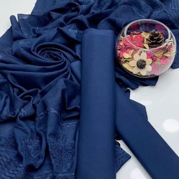 3 Pcs Women's Unstitched Plain Suit