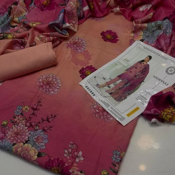 3 Pcs Women's Unstitched Digital Print Suit