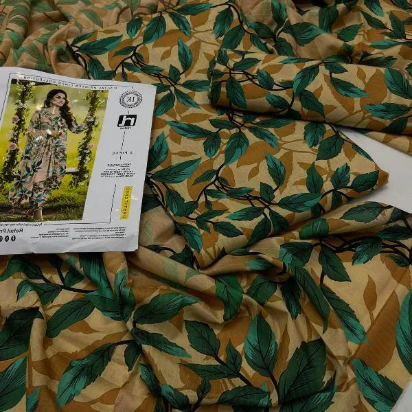 3 Pcs Women's Unstitched Digital Print Suit