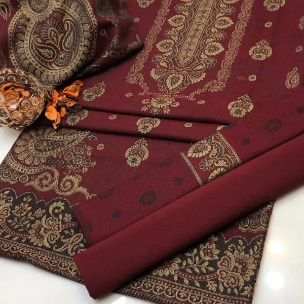 3 Pcs Women's Unstitched Embroidered Suit