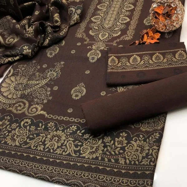 3 Pcs Women's Unstitched Embroidered Suit