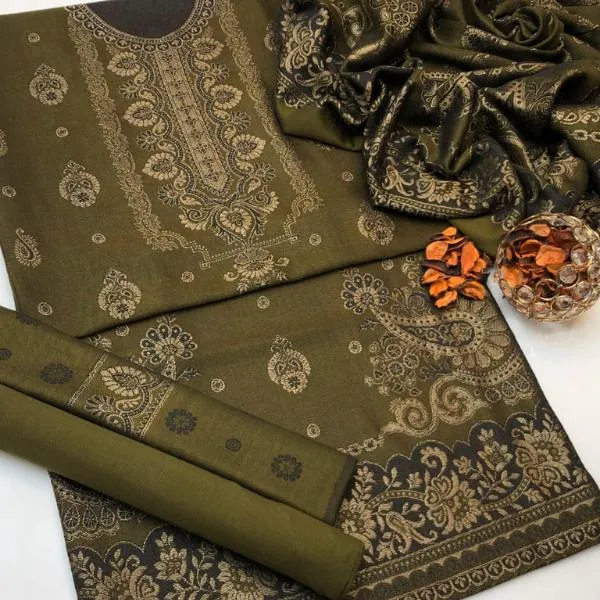 3 Pcs Women's Unstitched Embroidered Suit