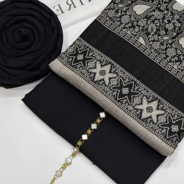 3 Pcs Women's Unstitched Plain Suit