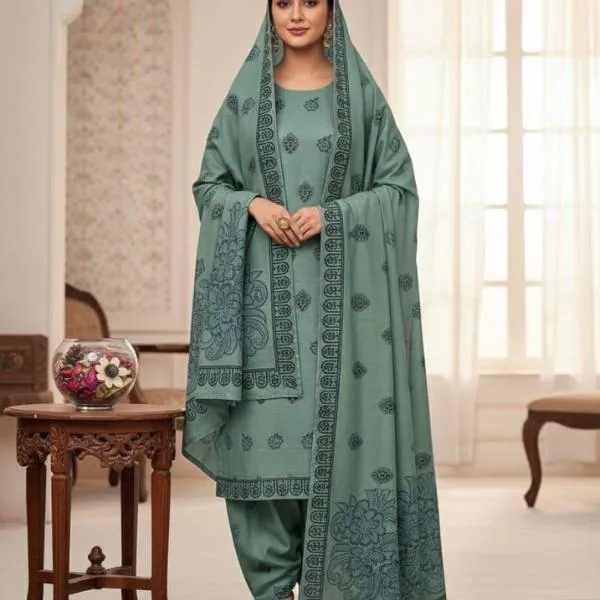 3 Pcs Women's Unstitched Embroidered Suit