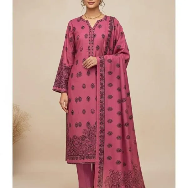 3 Pcs Women's Unstitched Embroidered Suit