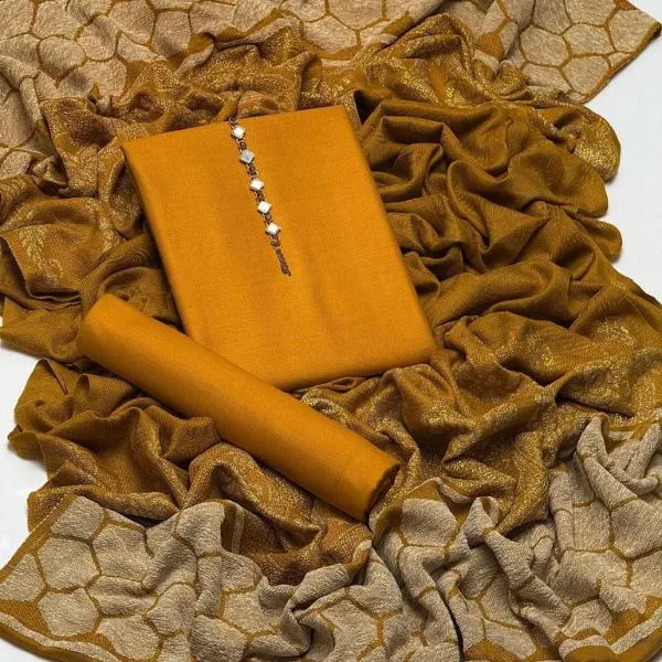 3 Pcs Women's Unstitched Plain Suit