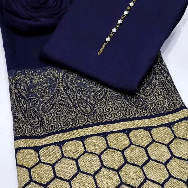 3 Pcs Women's Unstitched Plain Suit