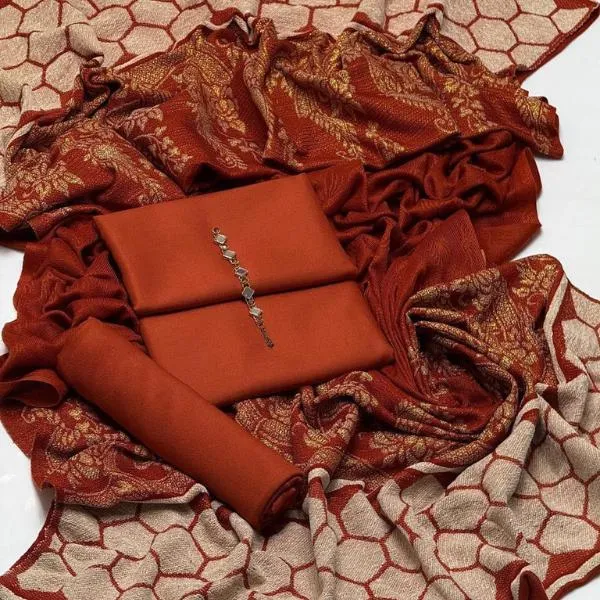 3 Pcs Women's Unstitched Plain Suit