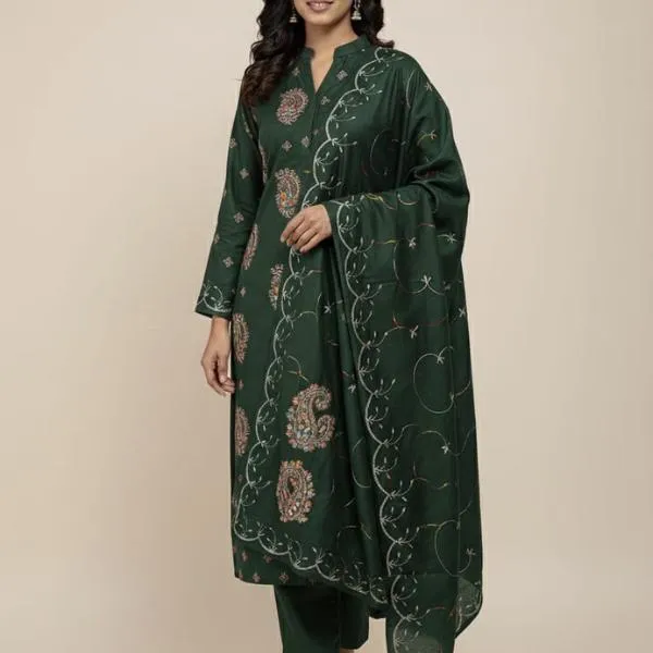 3 Pcs Women's Unstitched Embroidered Suit