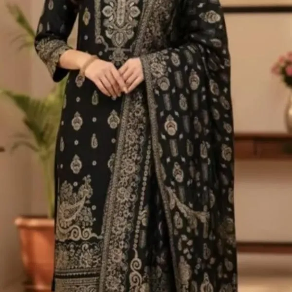 3 Pcs Women's Unstitched Embroidered Suit