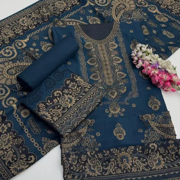 3 Pcs Women's Unstitched Embroidered Suit