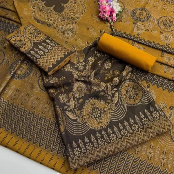 3 Pcs Women's Unstitched Embroidered Suit