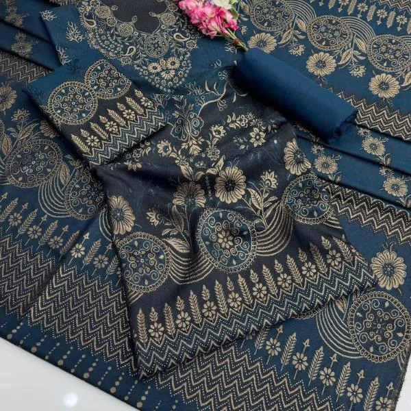 3 Pcs Women's Unstitched Embroidered Suit