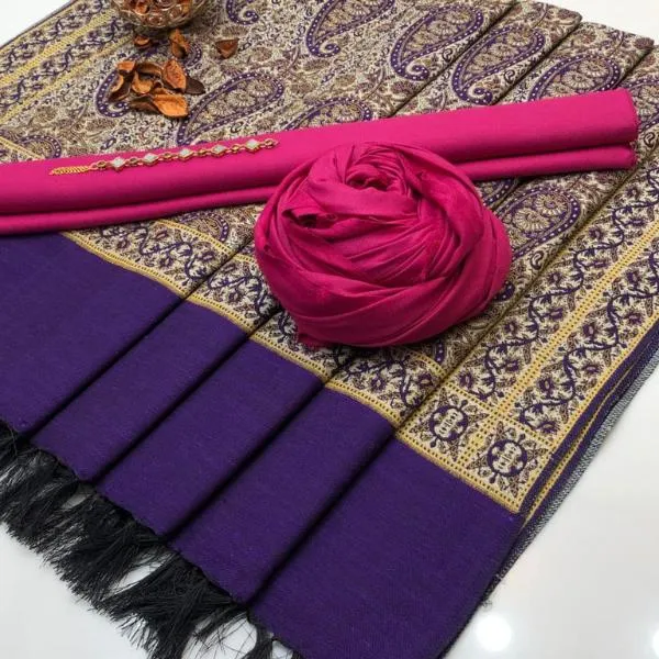 3 Pcs Women's Unstitched Plain Suit