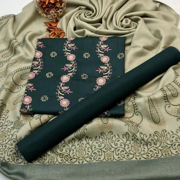 3 Pcs Women's Unstitched Embroidered Suit