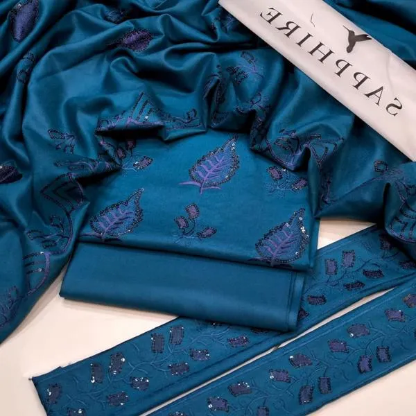 3 Pcs Women's Unstitched Plain Suit