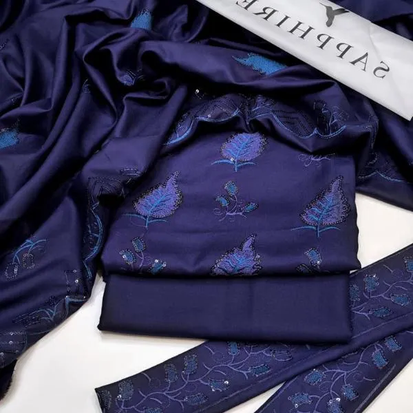 3 Pcs Women's Unstitched Plain Suit