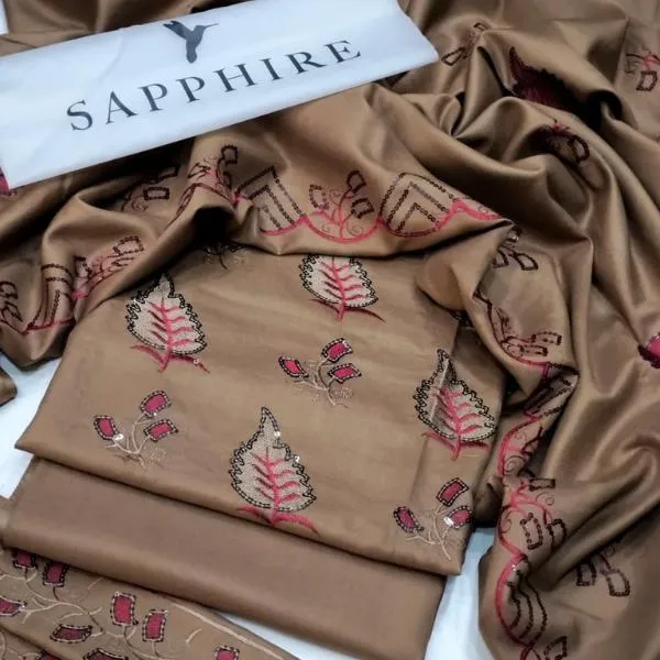 3 Pcs Women's Unstitched Plain Suit