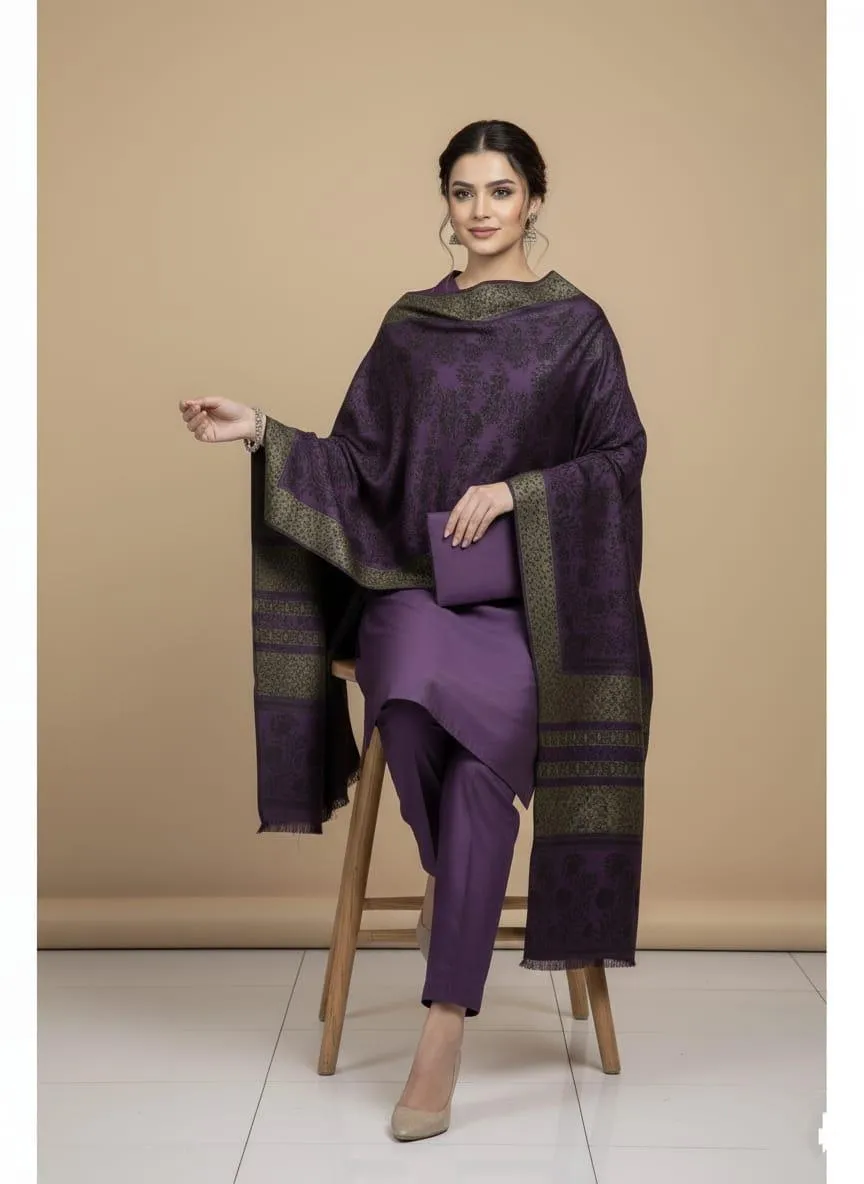 3 Pcs Women's Unstitched Plain Suit