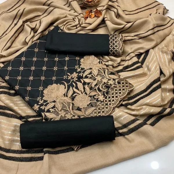 3 Pcs Women's Unstitched Embroidered Suit