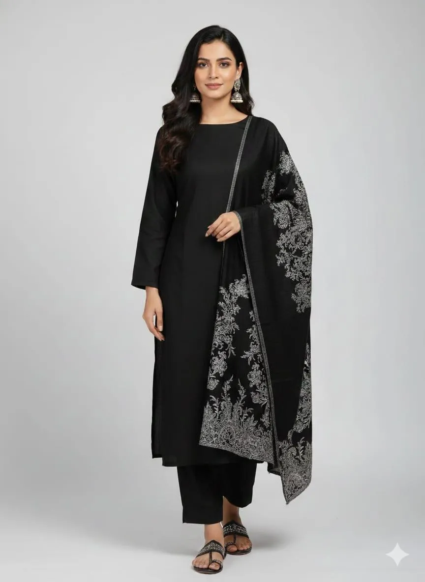 3 Pcs Women's Unstitched Plain Suit