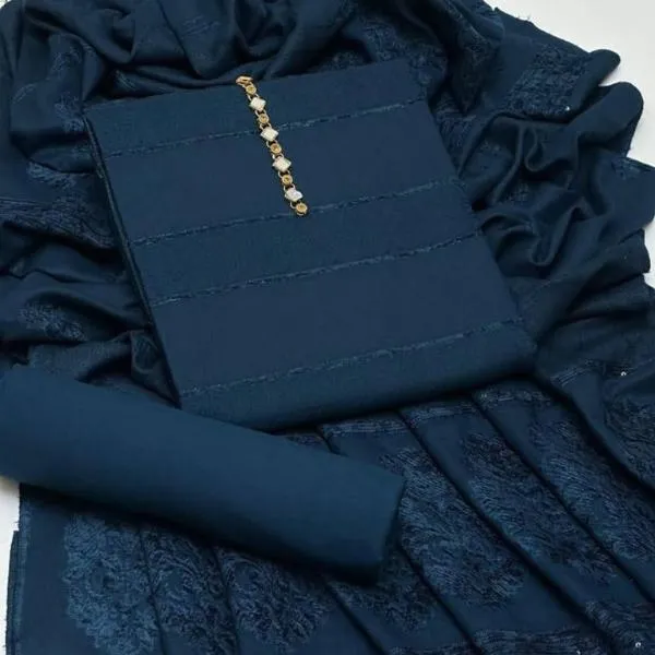 3 Pcs Women's Unstitched Embroidered Suit