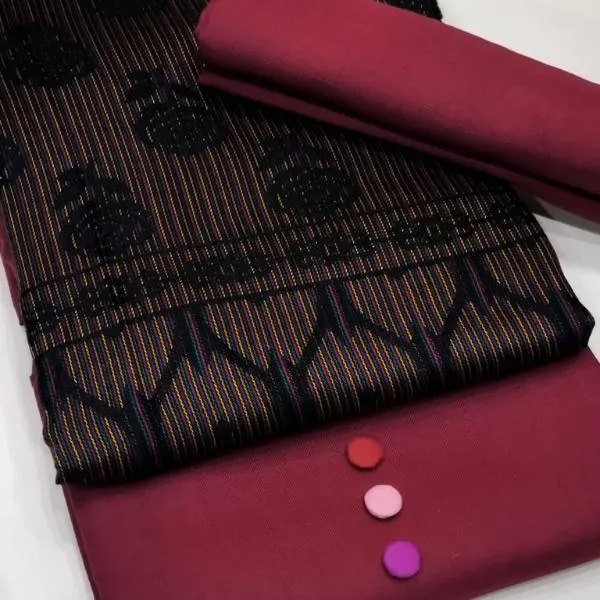 3 Pcs Women's Unstitched Plain Suit