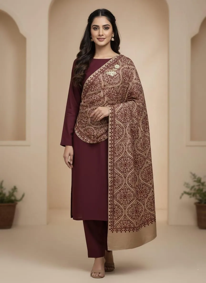 3 Pcs Women's Unstitched Plain Suit