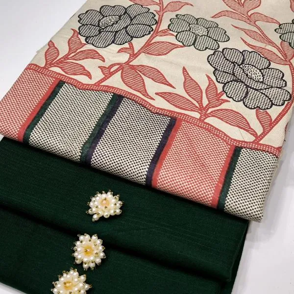 3 Pcs Women's Unstitched Plain Suit