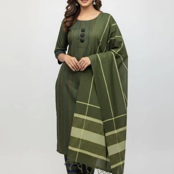 3 Pcs Women's Unstitched Embroidered Suit