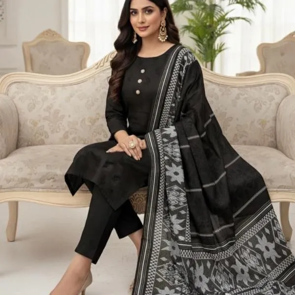 3 Pcs Women's Unstitched Embroidered Suit