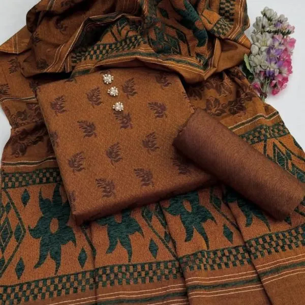 3 Pcs Women's Unstitched Embroidered Suit