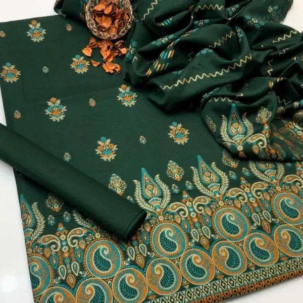 3 Pcs Women's Unstitched Embroidered Suit