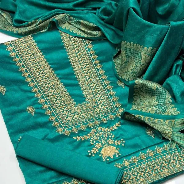 3 Pcs Women's Unstitched Embroidered Suit