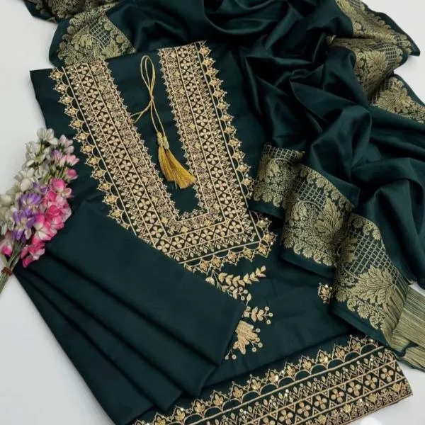 3 Pcs Women's Unstitched Embroidered Suit