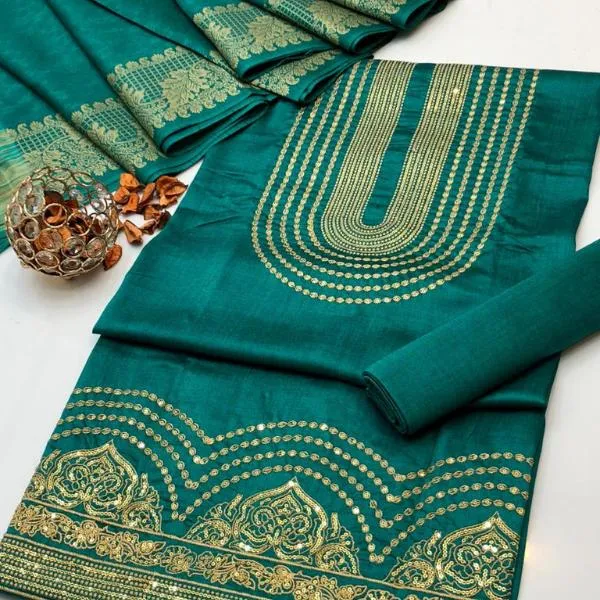 3 Pcs Women's Unstitched Embroidered Suit