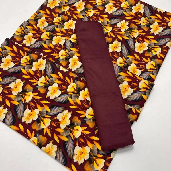 2 Pcs Women's Unstitched Digital Print Suit